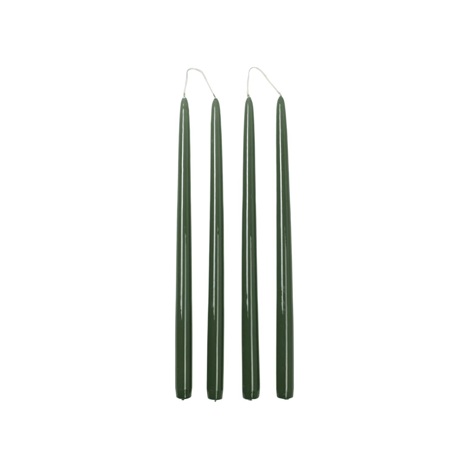 Broste Candle Taper Set Of 4 H380 - Glossy Grape Leaf Green